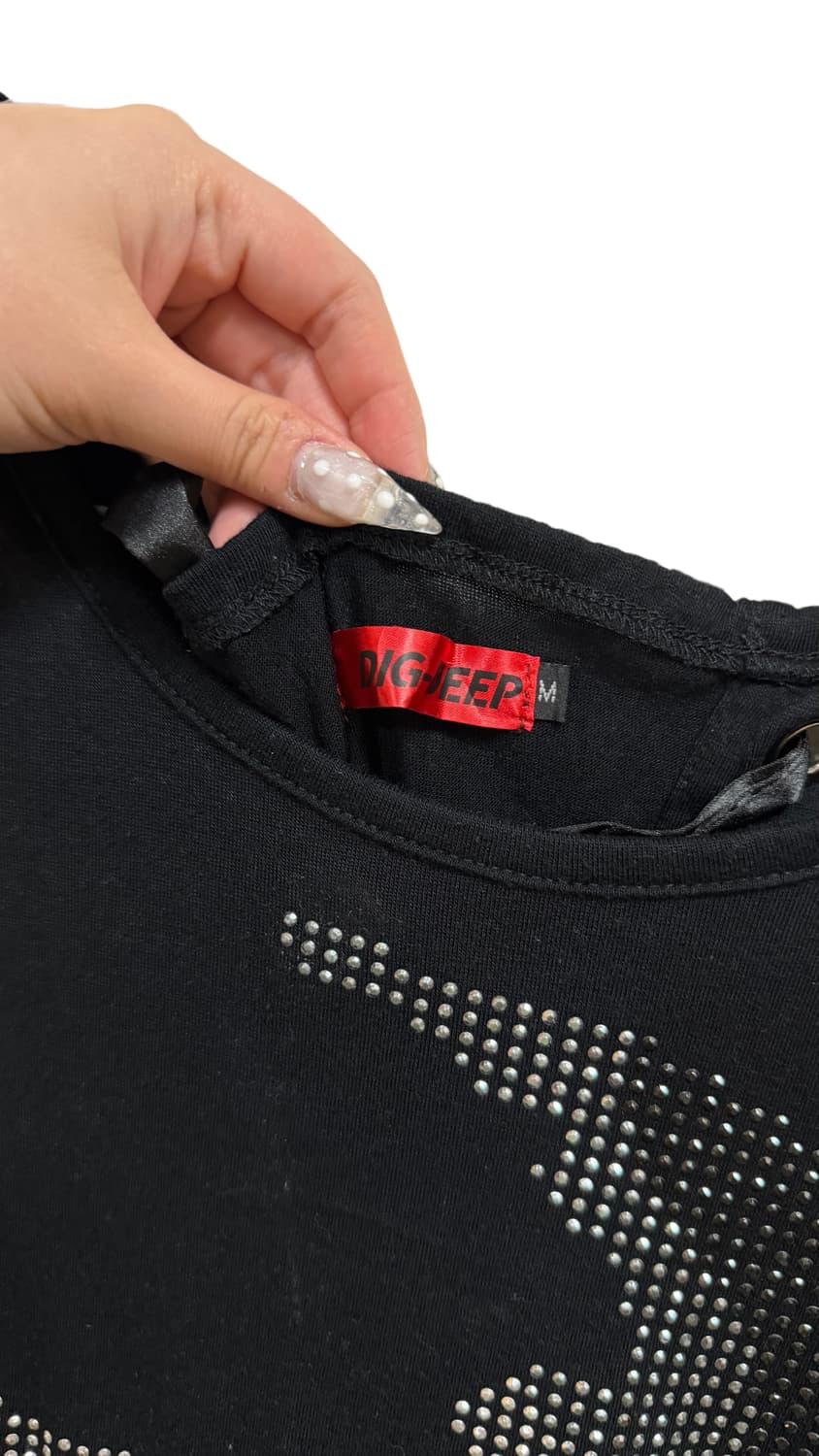 펑크 갸루 y2k 스컬 큐빅 백 리본 미니 반팔 원피스 상품이미지2