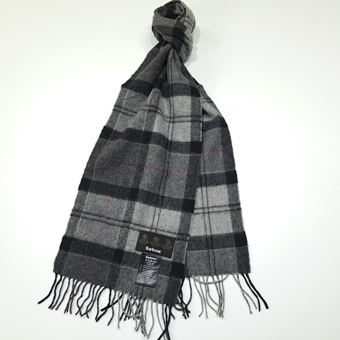 MX631 바버 00s 울캐시미어 타탄체크 그레이 머플러 목도리 상품이미지2