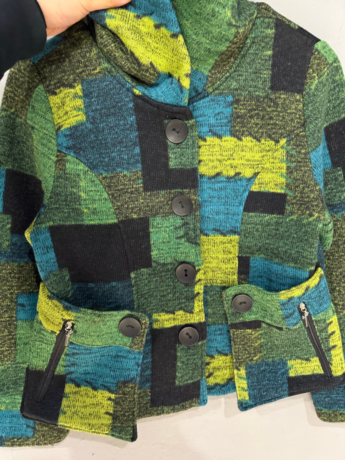 patchwork design high-neck jacket 상품이미지7