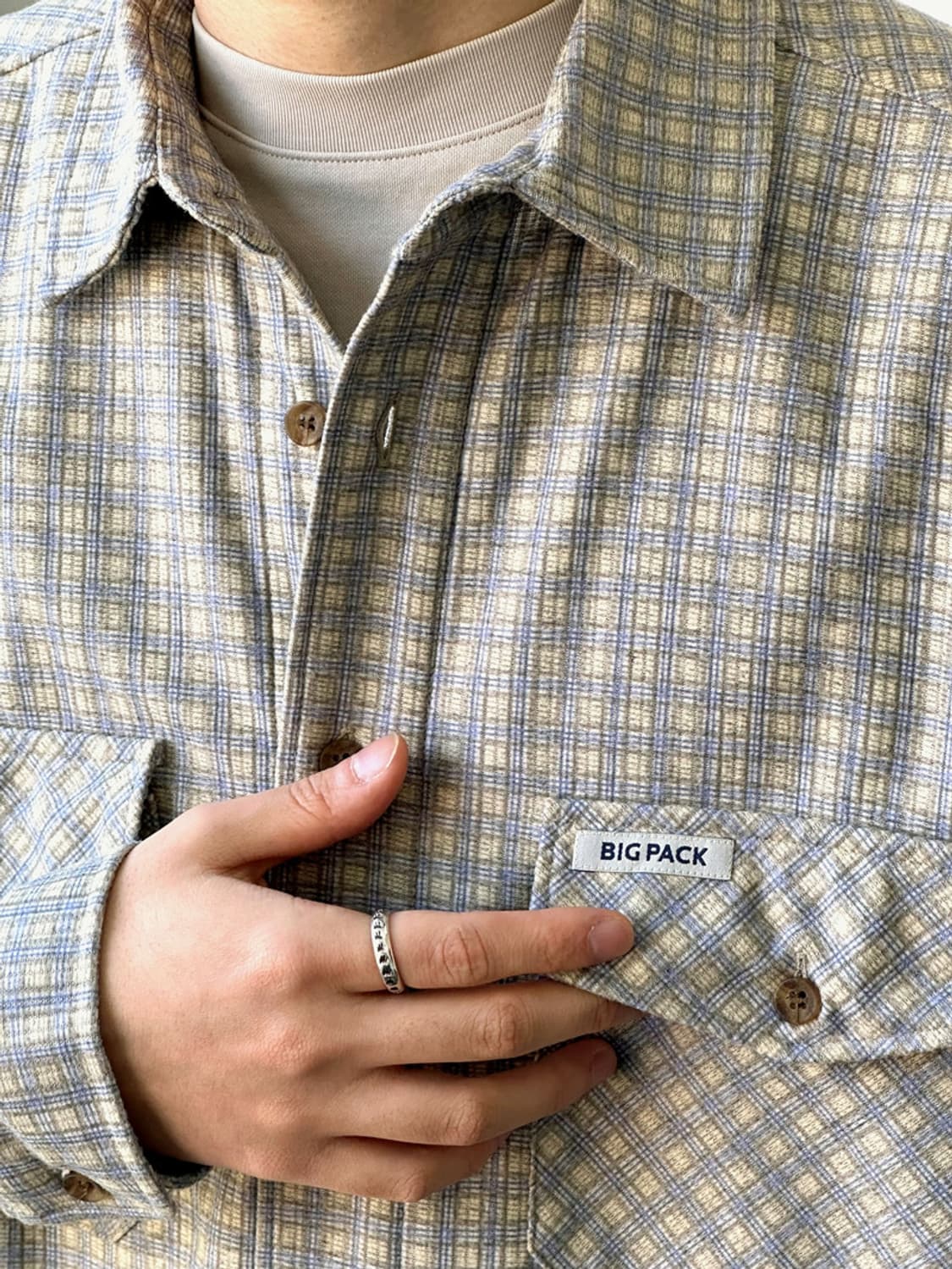 Poly nel woven check work shirt 상품이미지9