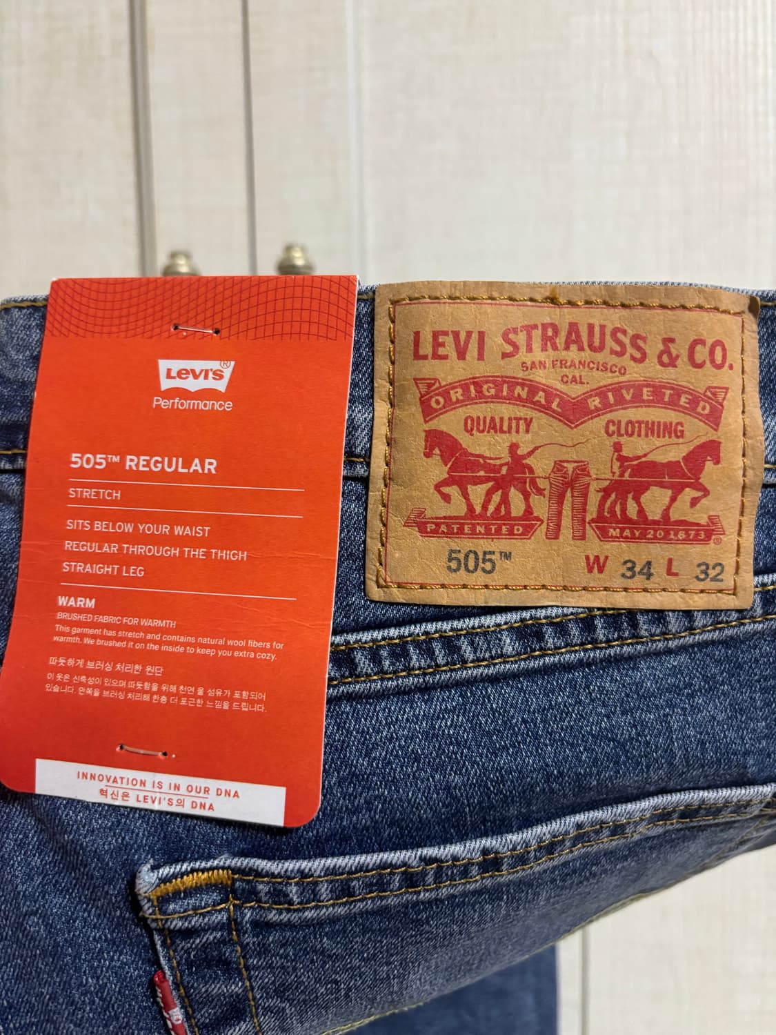 리바이스 505 레귤러 스트레치 w34 새제품 상품이미지1