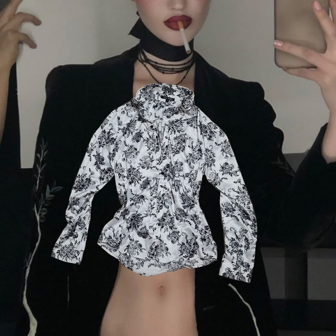 Vintage Black oriental Rose sh 상품이미지2