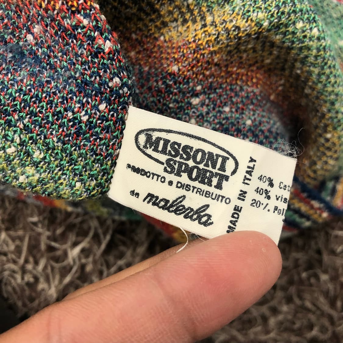 미쏘니 멀티컬러 스트라이프 패턴 니트 반팔 티셔츠 상품이미지4