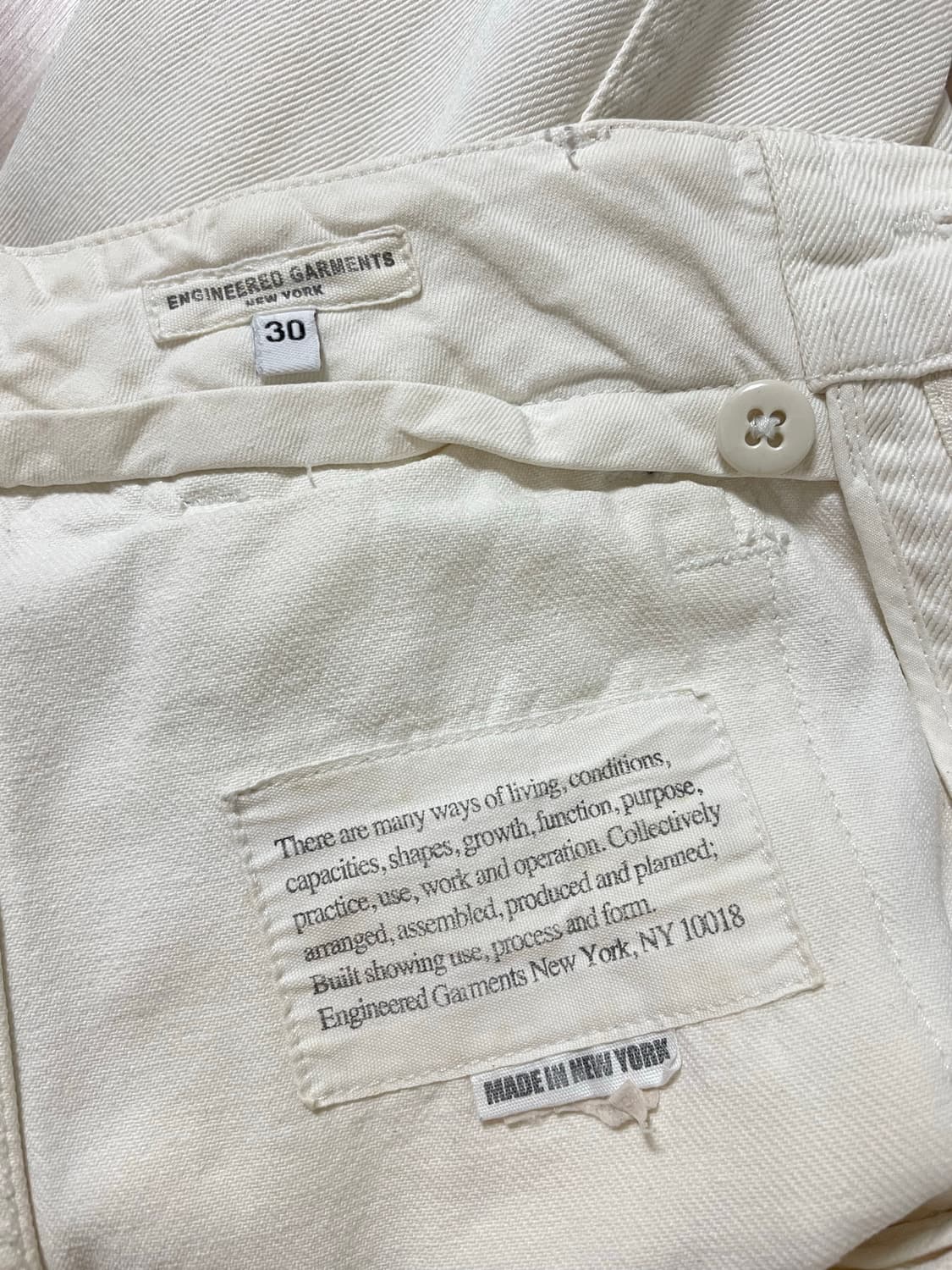 엔지니어드가먼츠 퍼티그 팬츠 화이트 30 상품이미지3