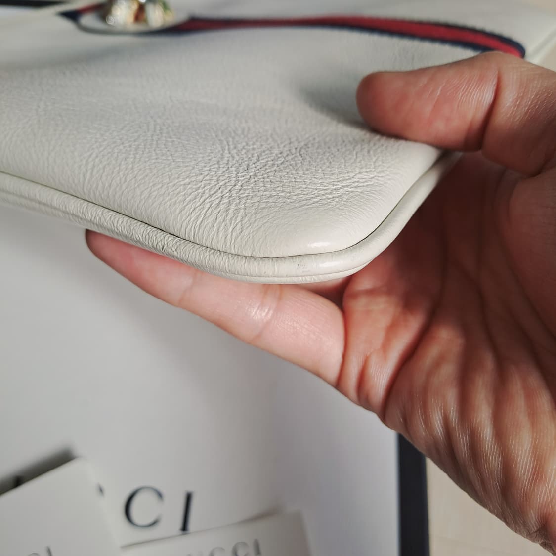 [100%/정품] 구찌 라자 스트라이프 타이거 헤드 클러치 아이보리 상품이미지7