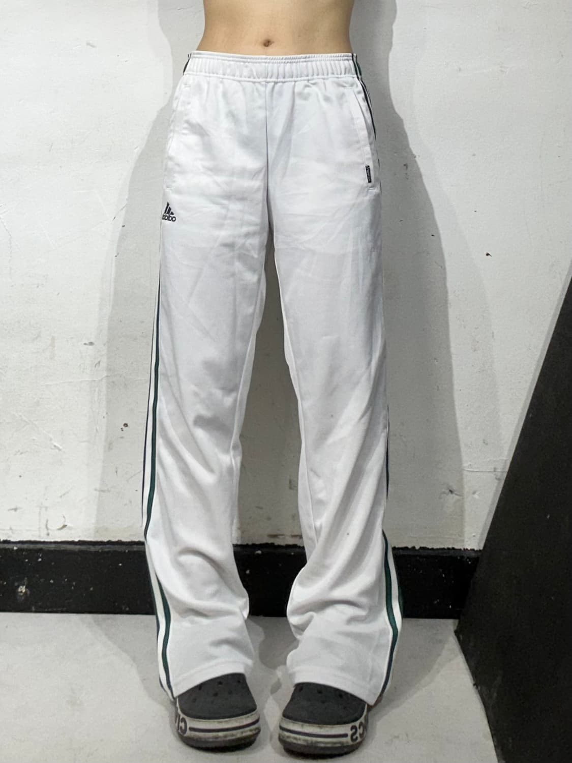 아디다스 화이트 그린 삼선 와이드 추리닝 바지 트레이닝 팬츠 S 상품이미지2