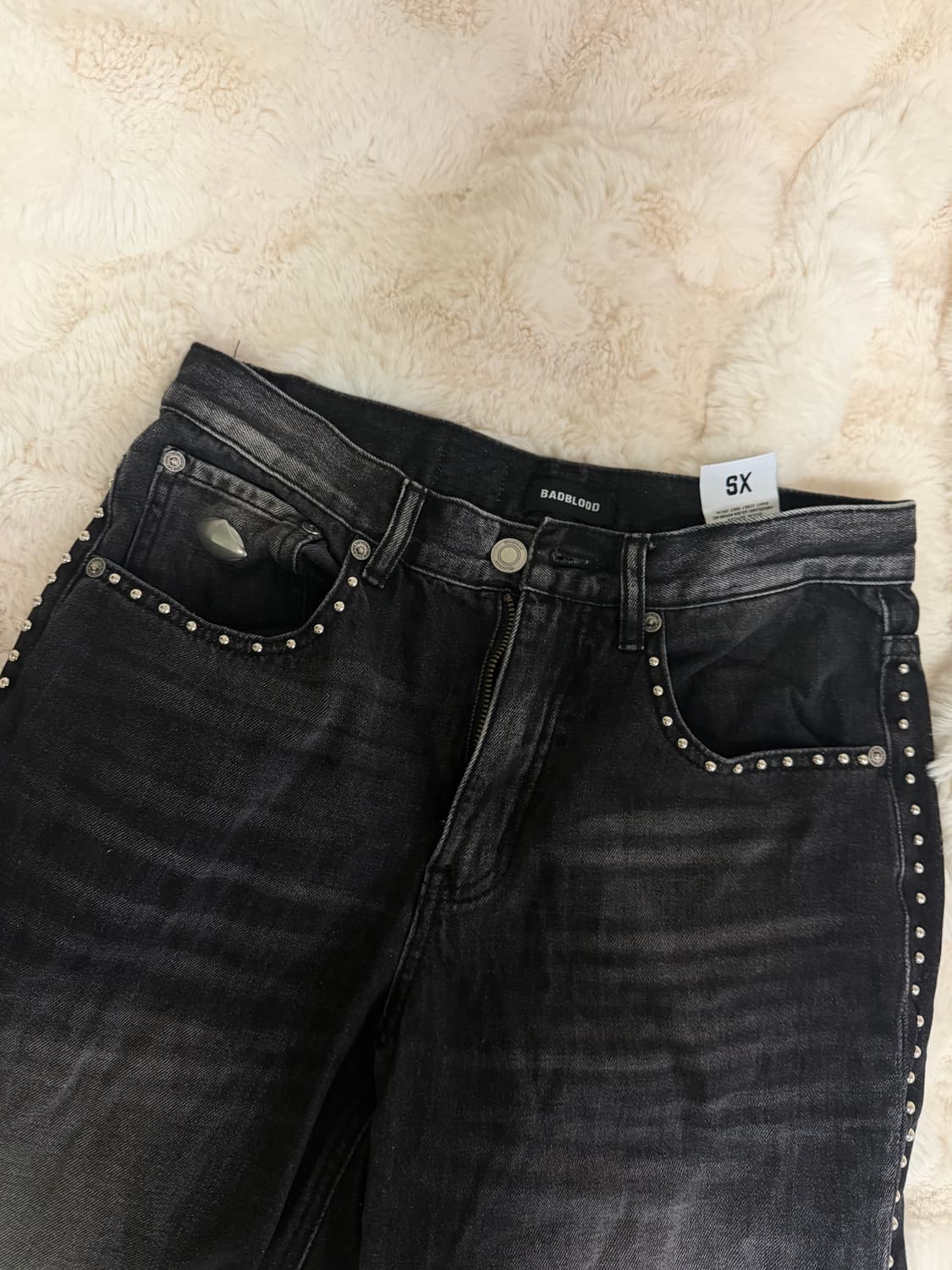 배드블러드 스터드 블랙 데님 팬츠 xs 상품이미지1