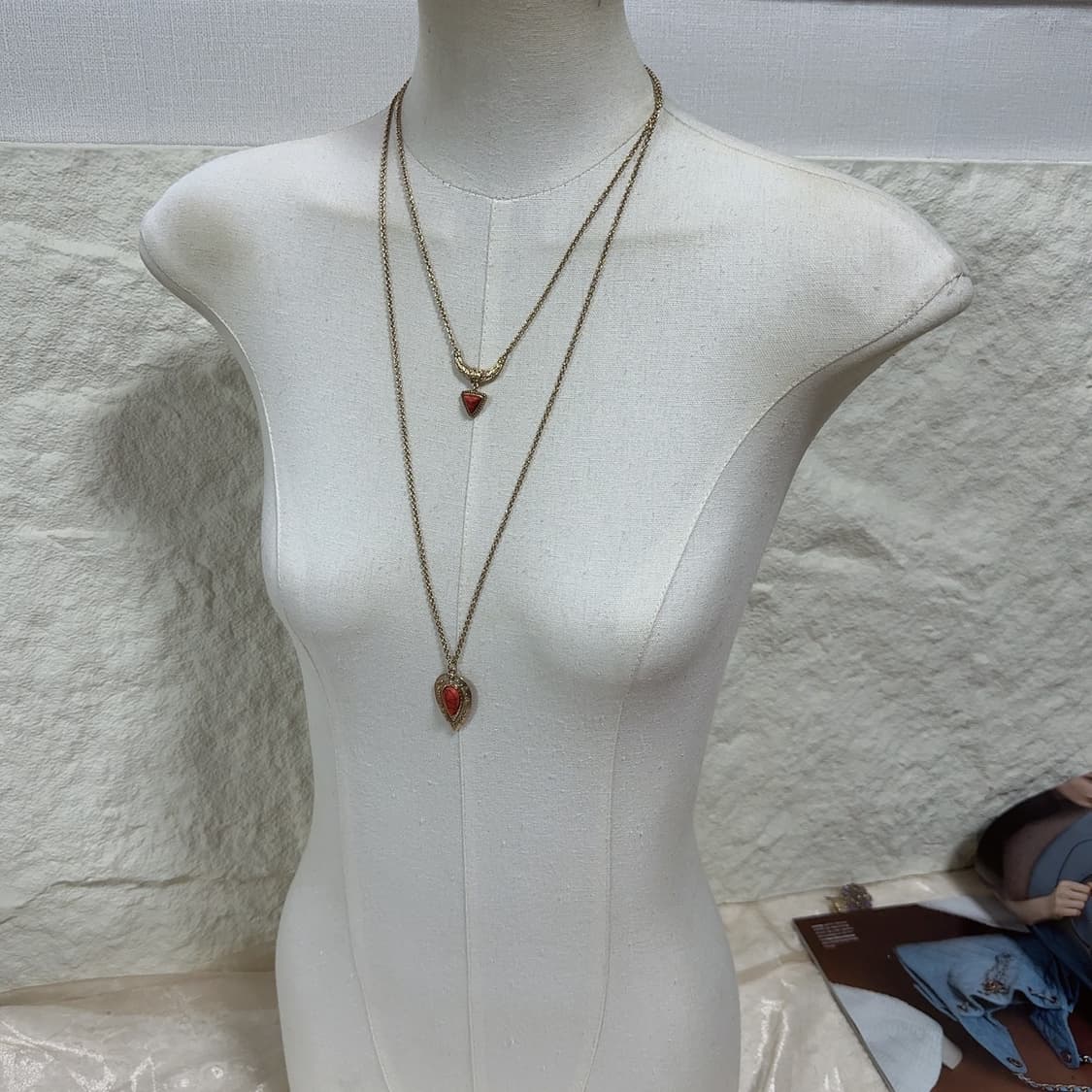 빈티지 래드 오리엔탈 메탈 레이어드 목걸이 상품이미지1