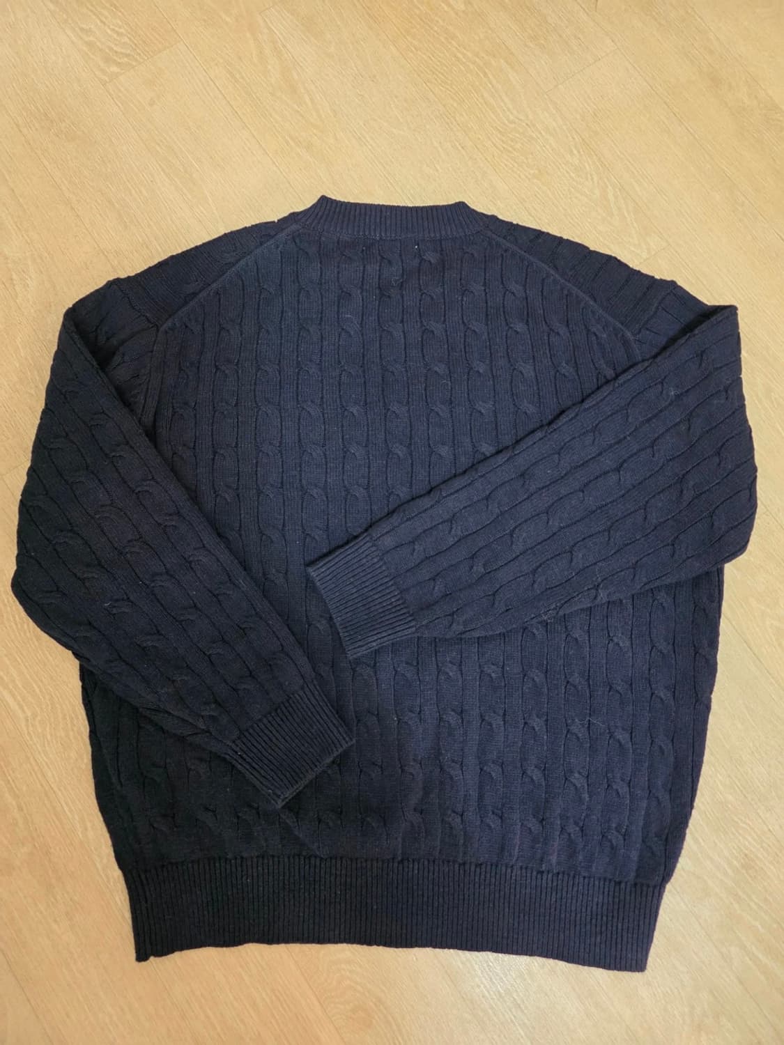 키뮤어 코튼 워셔블 브이넥 케이블 니트 M 상품이미지7