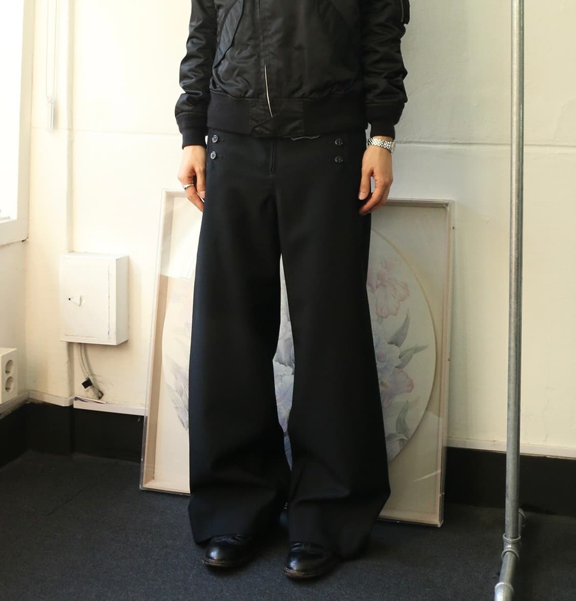 USA 울 세일러 블랙 트라우저 상품이미지1