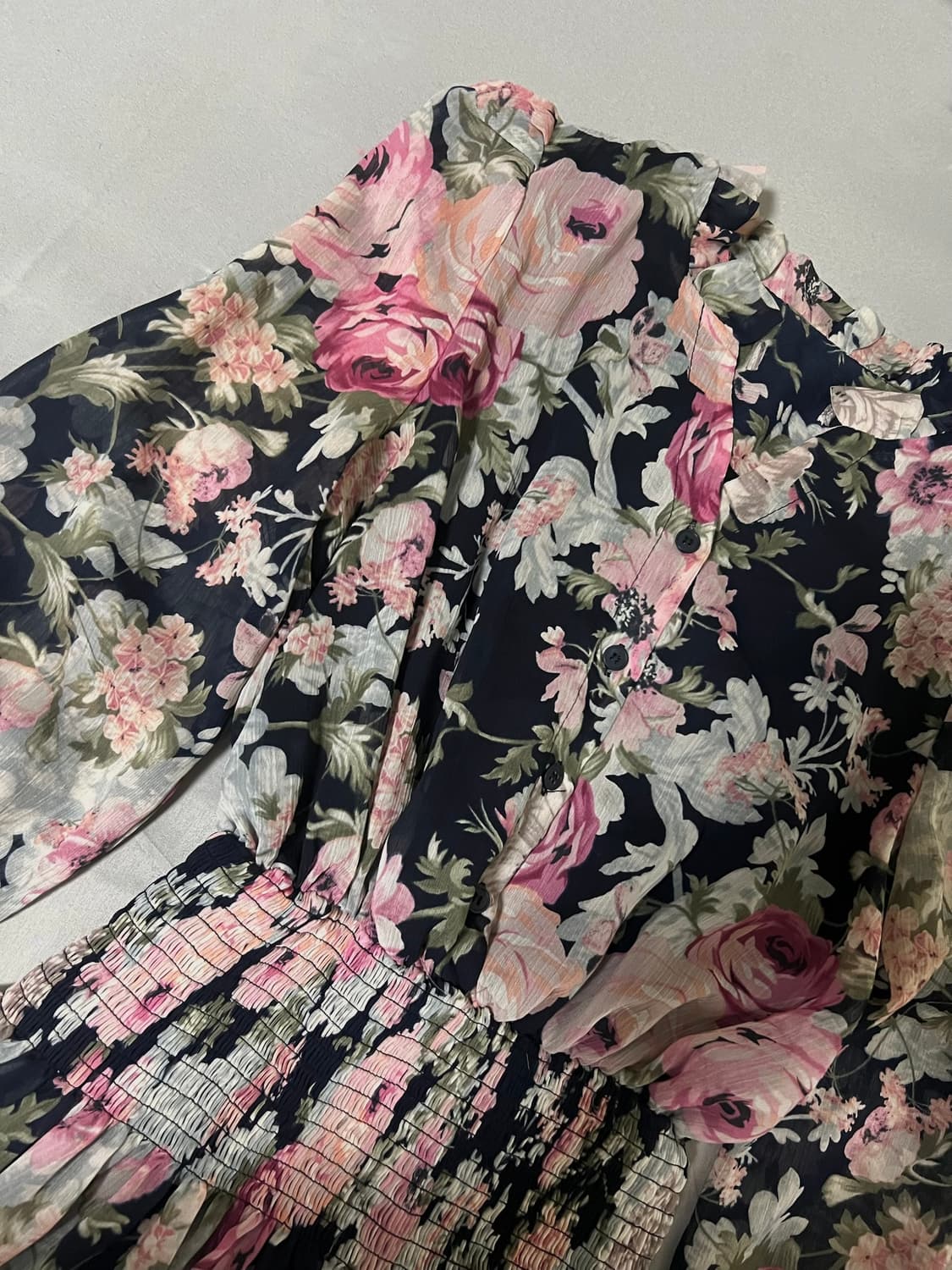 ✨vintage navy rose flower pattern dress✨ 상품이미지4
