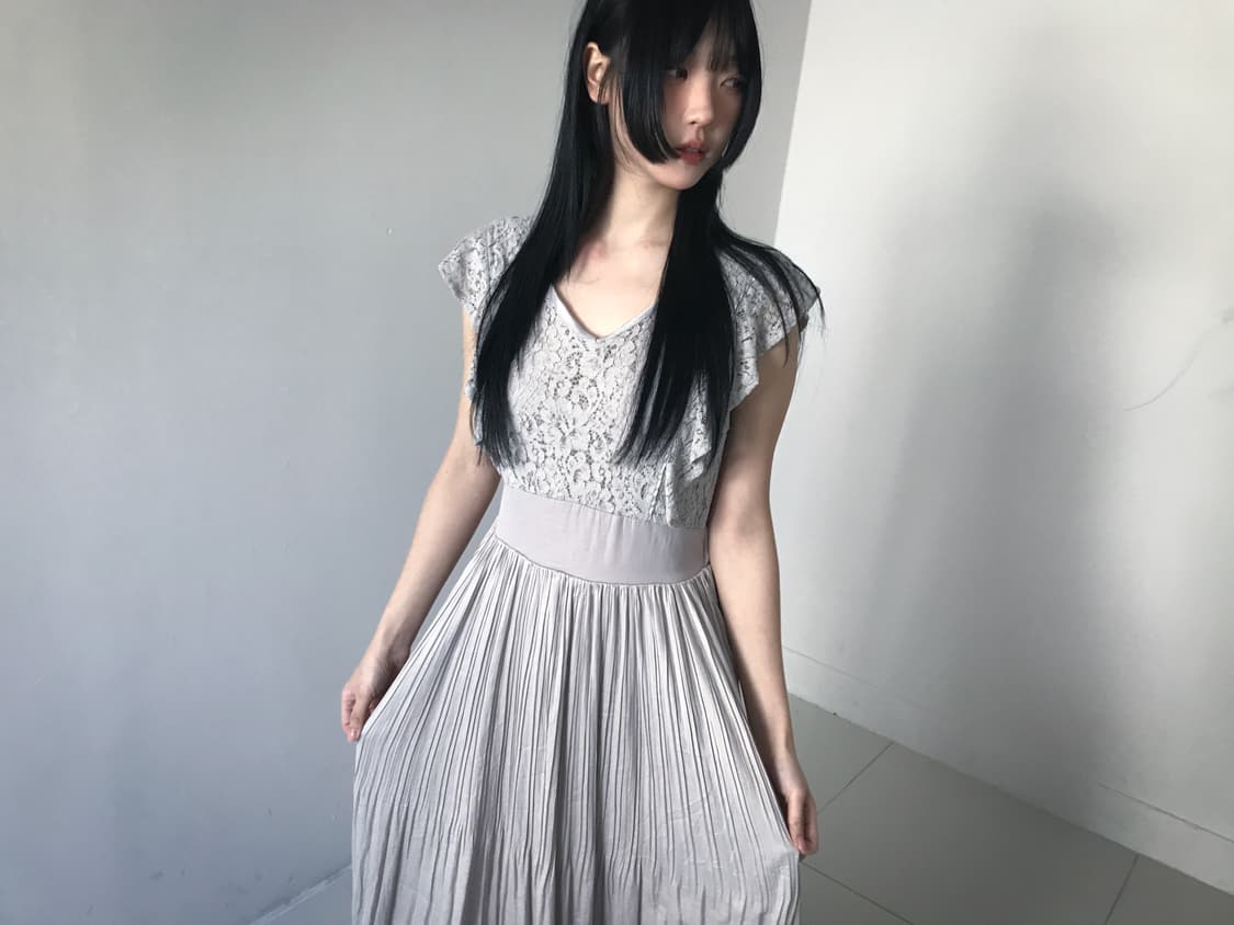 Back Ribbon Lace V Neck Dress 상품이미지6