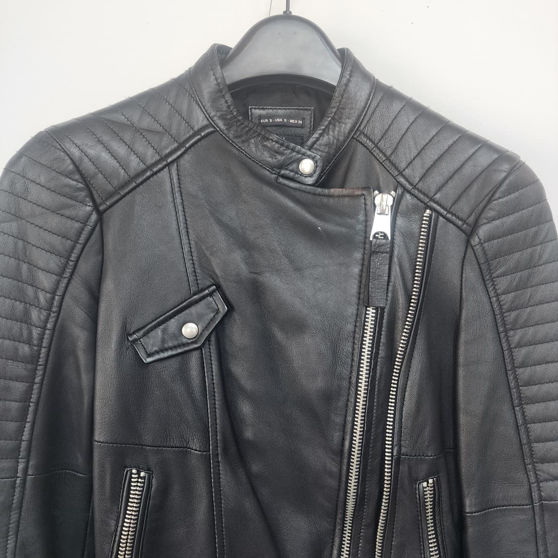 자라 trf 블랙 가죽 라이더 자켓 상품이미지2