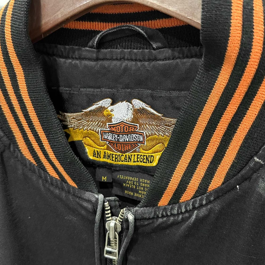 할리데이비슨 바시티 레이싱 자켓 4포켓 레터링 로고 배색 디테일 블랙 상품이미지6