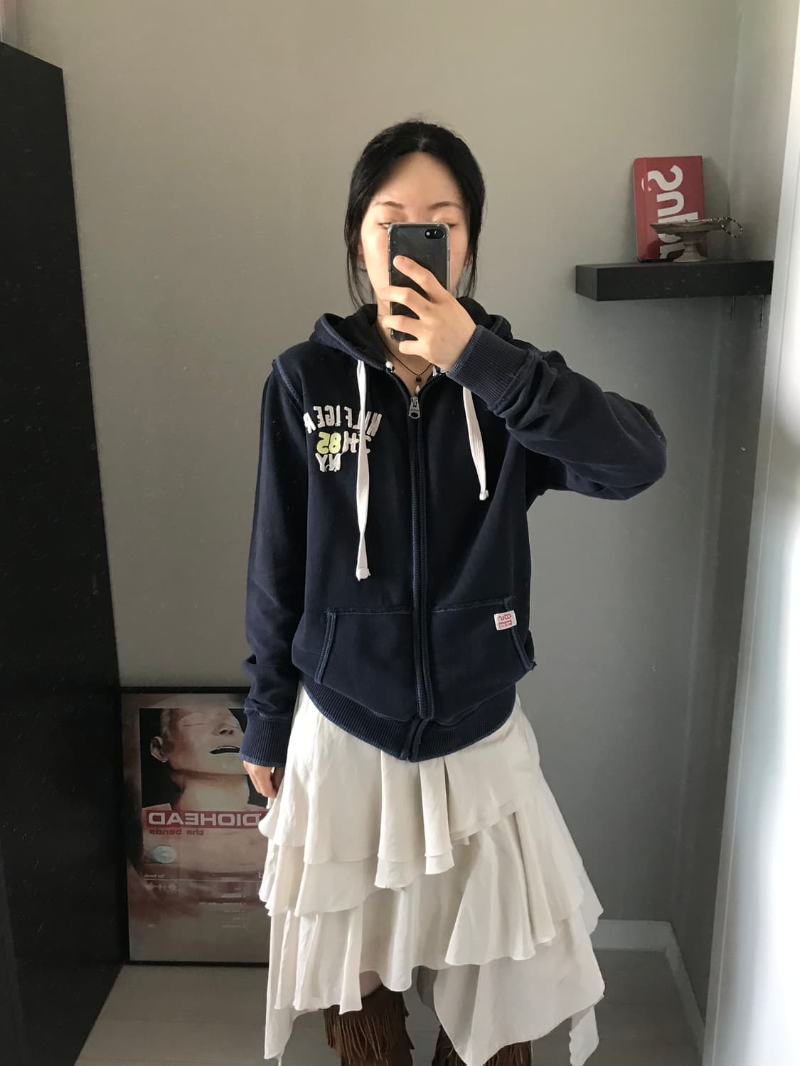 타미힐피거 자수로고 피그먼트 네이비 후드집업 상품이미지4