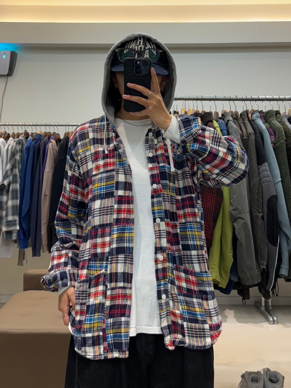 00s 스투시 마드라스패턴 셔츠 후드 자켓 상품이미지4