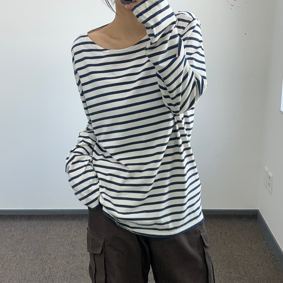 Saint james 네이비 스트라이프 롱 슬리브 상품이미지2