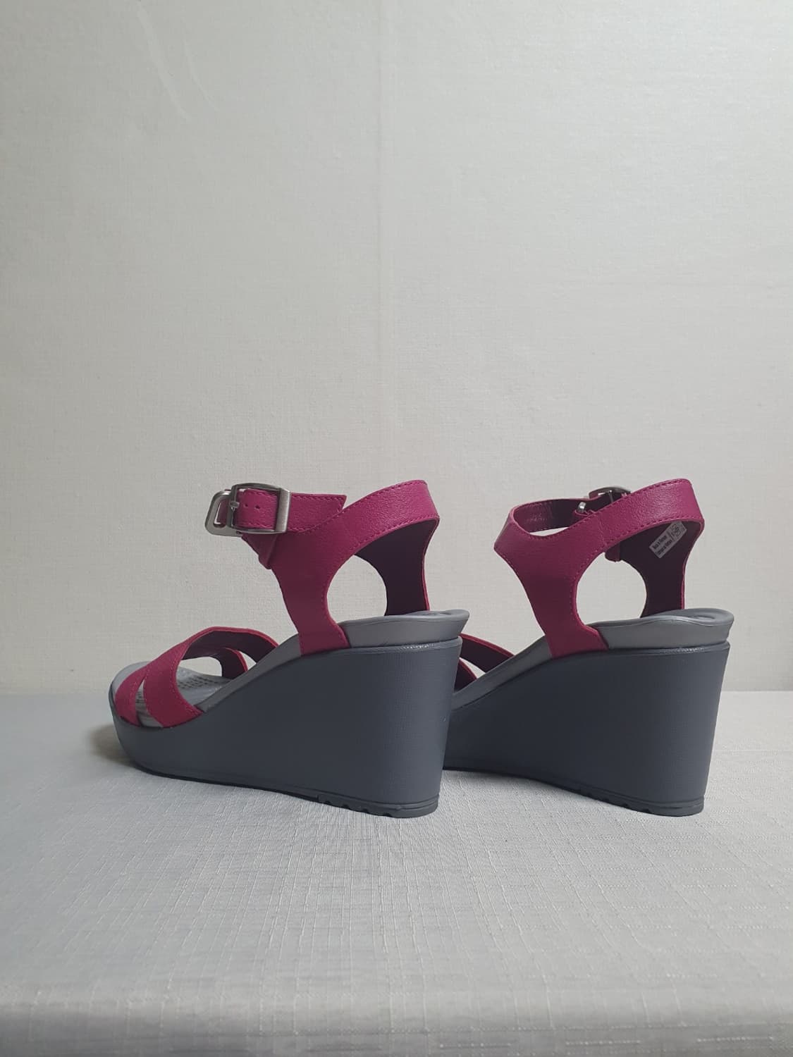 230mm 크록스 레이웨지2 앵클 스트랩 웨지 샌들 핫핑크 그레이 상품이미지4
