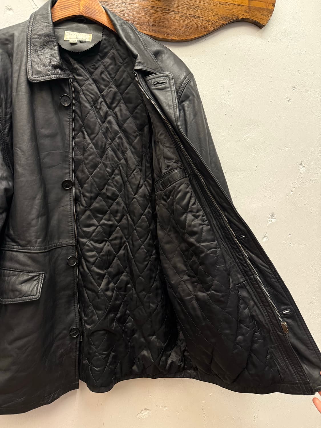 90s Vintage Leather Car Coat 상품이미지8