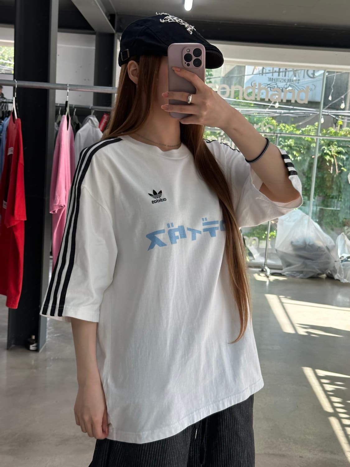 아디다스 도쿄 하라주쿠플래그쉽스토어 커스텀 삼선 반팔티 상품이미지1