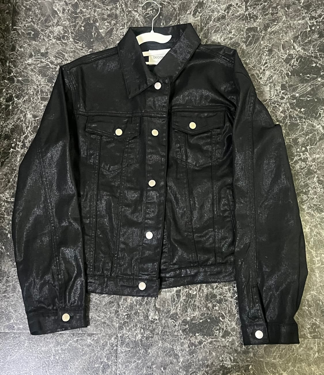 데꼬로소 데님 트러커 자켓 코팅 블랙 2 상품이미지2