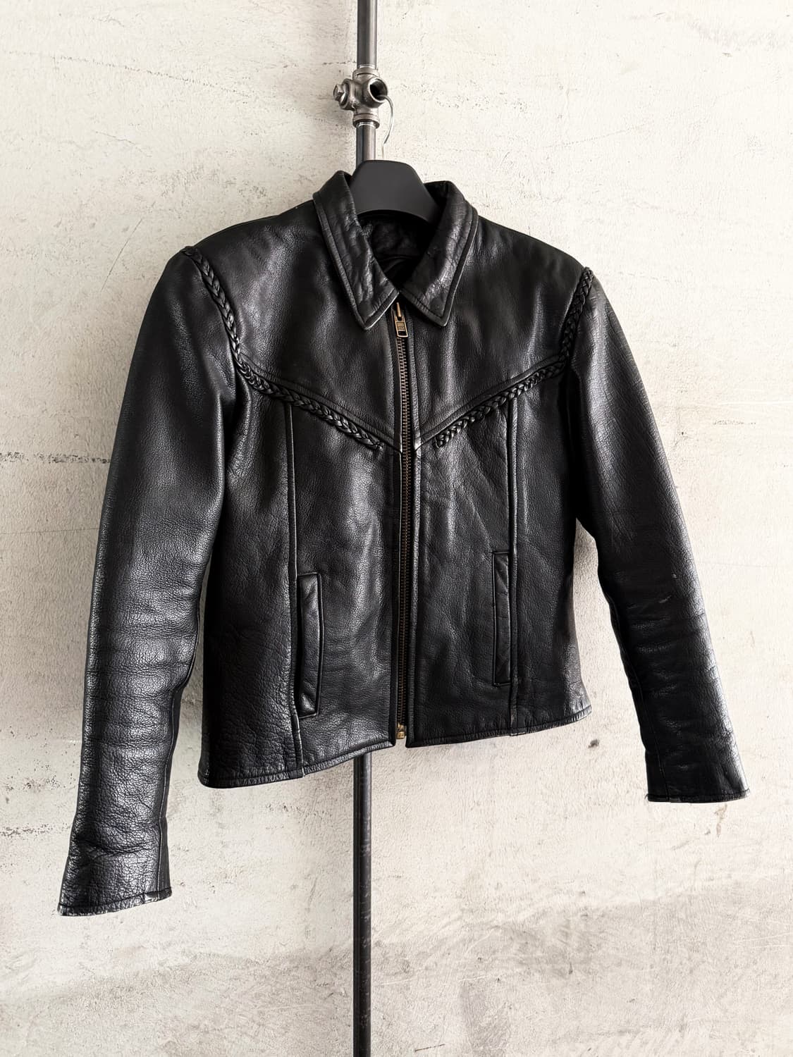 90s Vintage Cowhide Leather Biker Jacket 상품이미지7