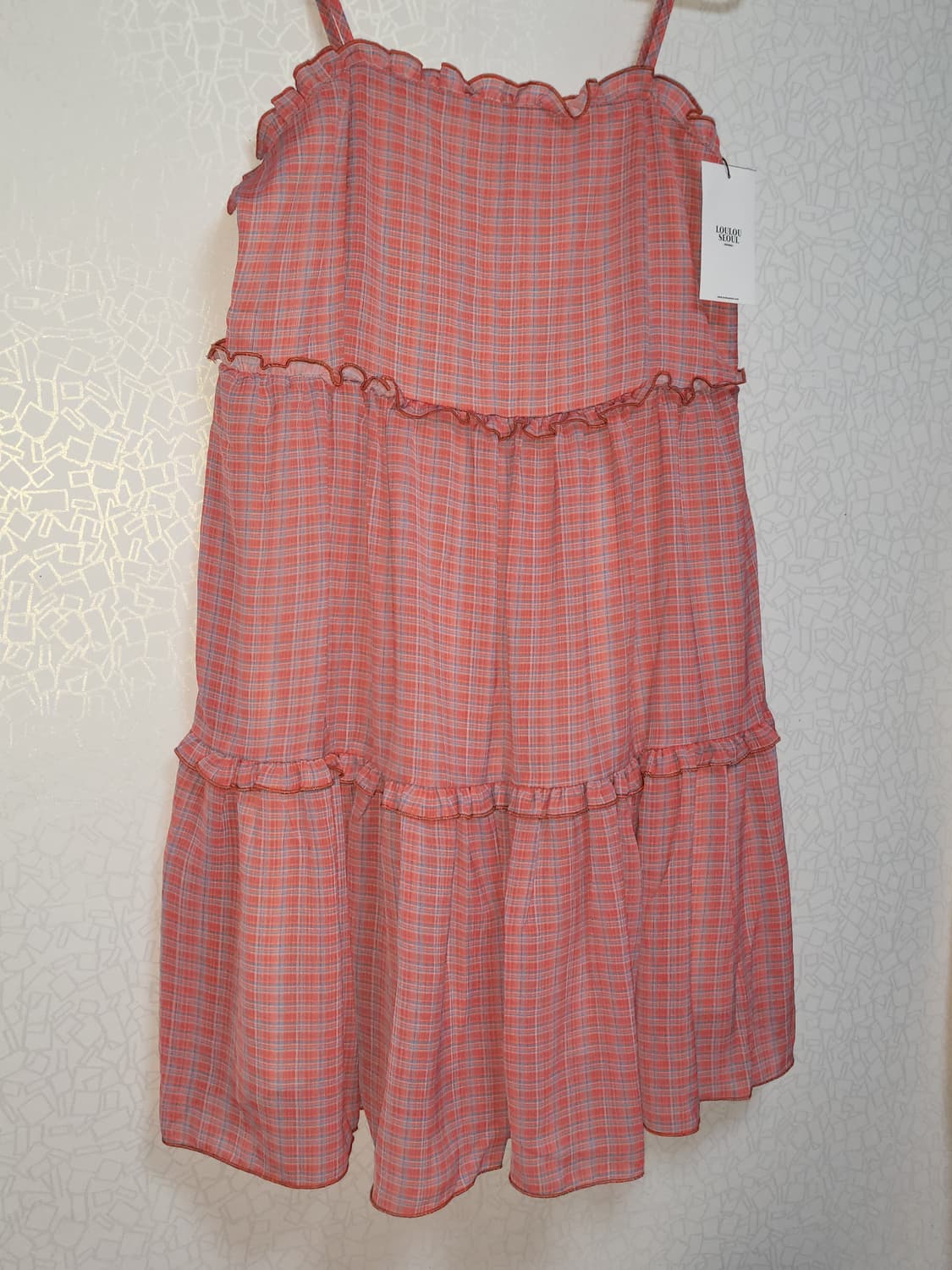 루루서울 체리 체크 드레스 레드 상품이미지2