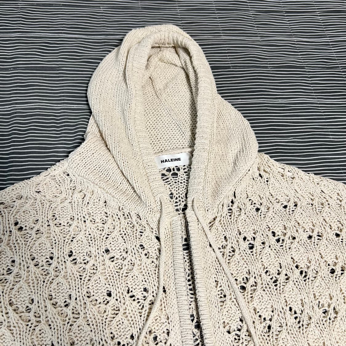 알렌느 크로셰 니트 후드집업 아이보리 100 상품이미지5