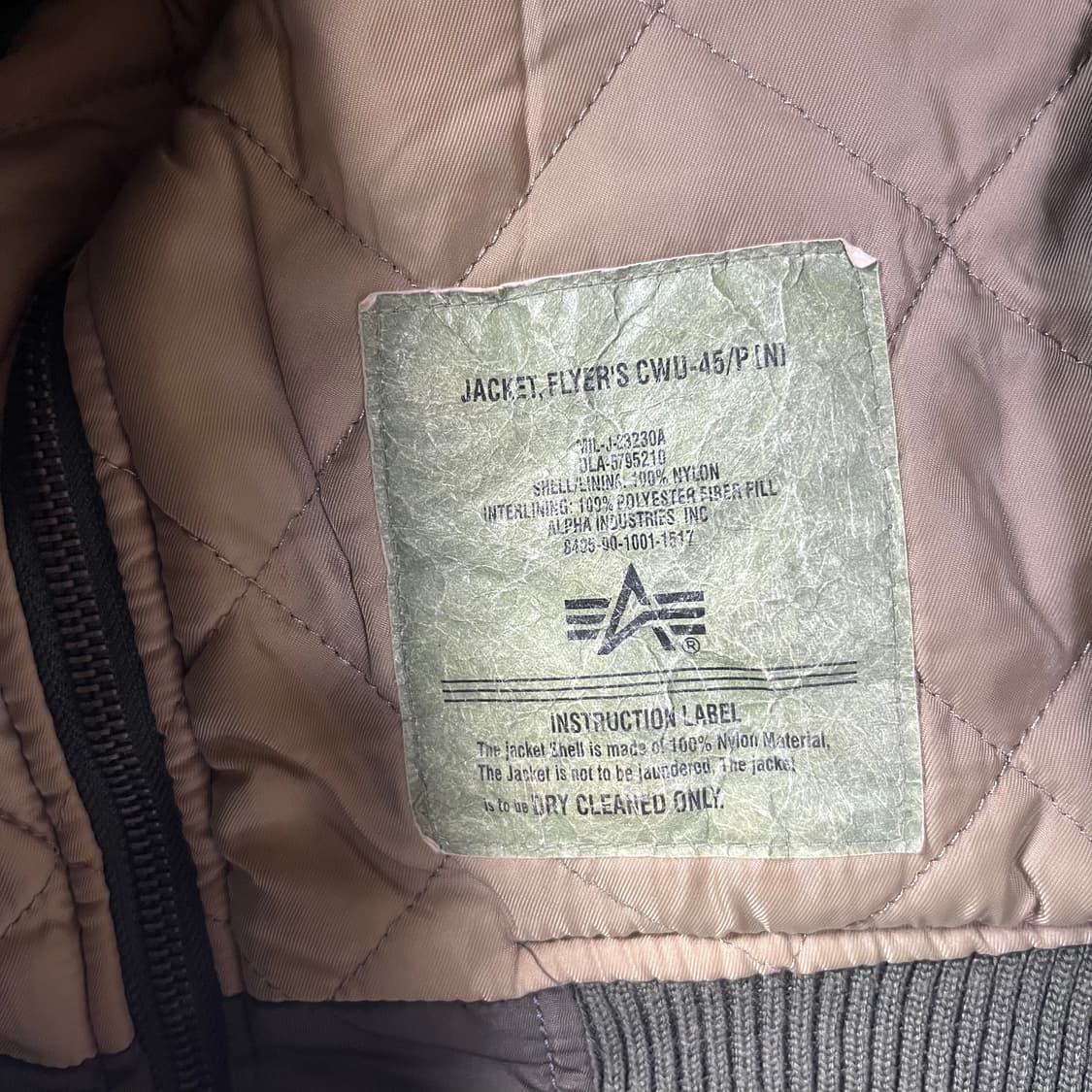 [Alpha] 알파인더스트리 CWU-45/P 밀리터리 봄버자켓 상품이미지6
