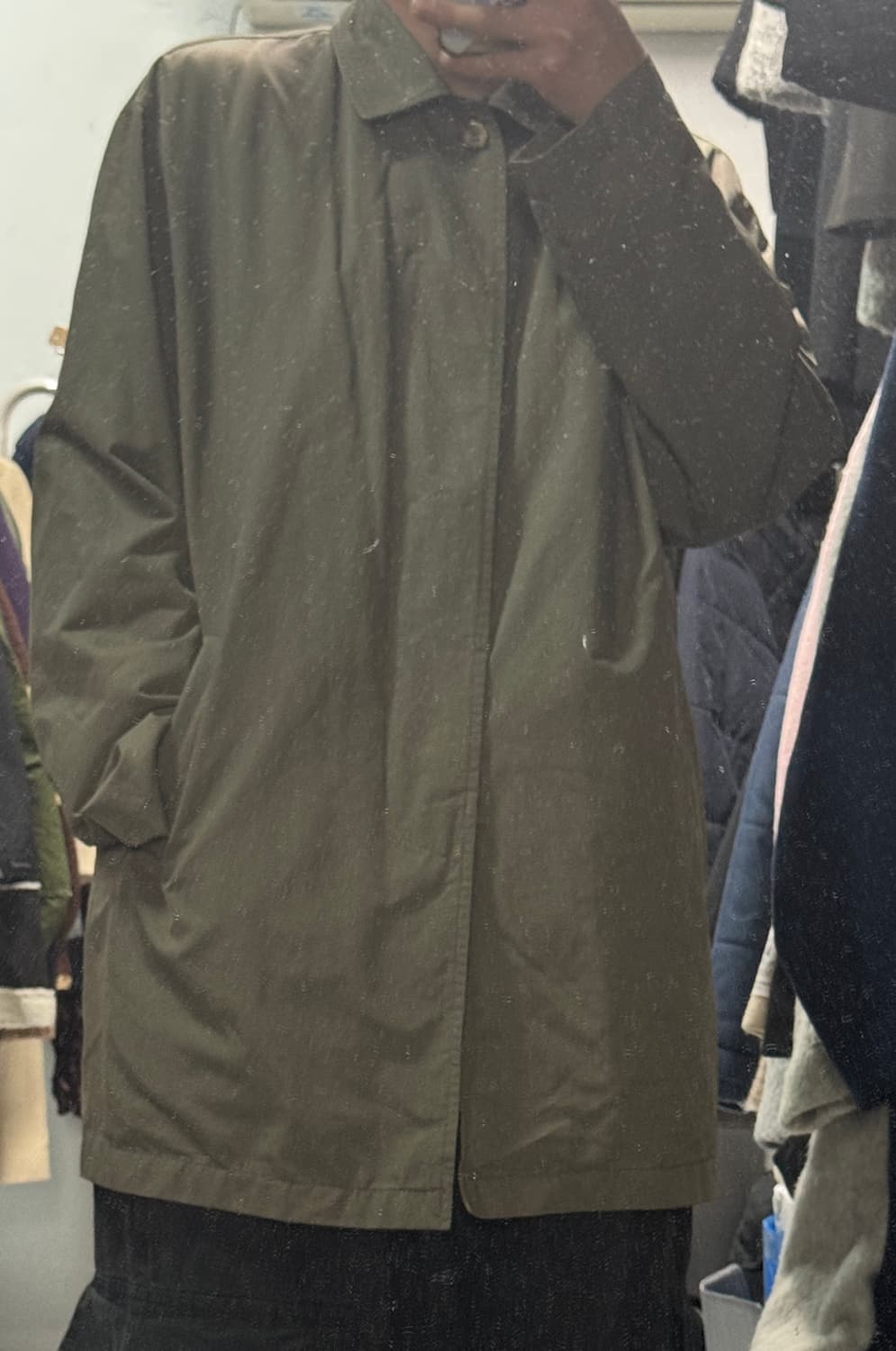 갤럭시 베이지 내피 하프 트렌치 자켓 XL 상품이미지2