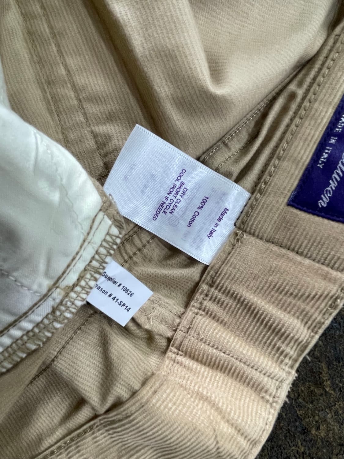 폴로랄프로렌(퍼플라벨)/베이지 코듀로이 팬츠 상품이미지5