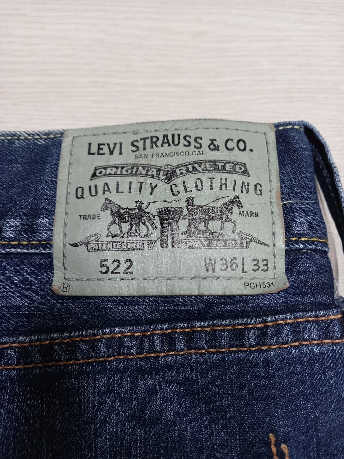 36 리바이스522 데미지워싱 스판 일자진 진청 36-436 상품이미지5