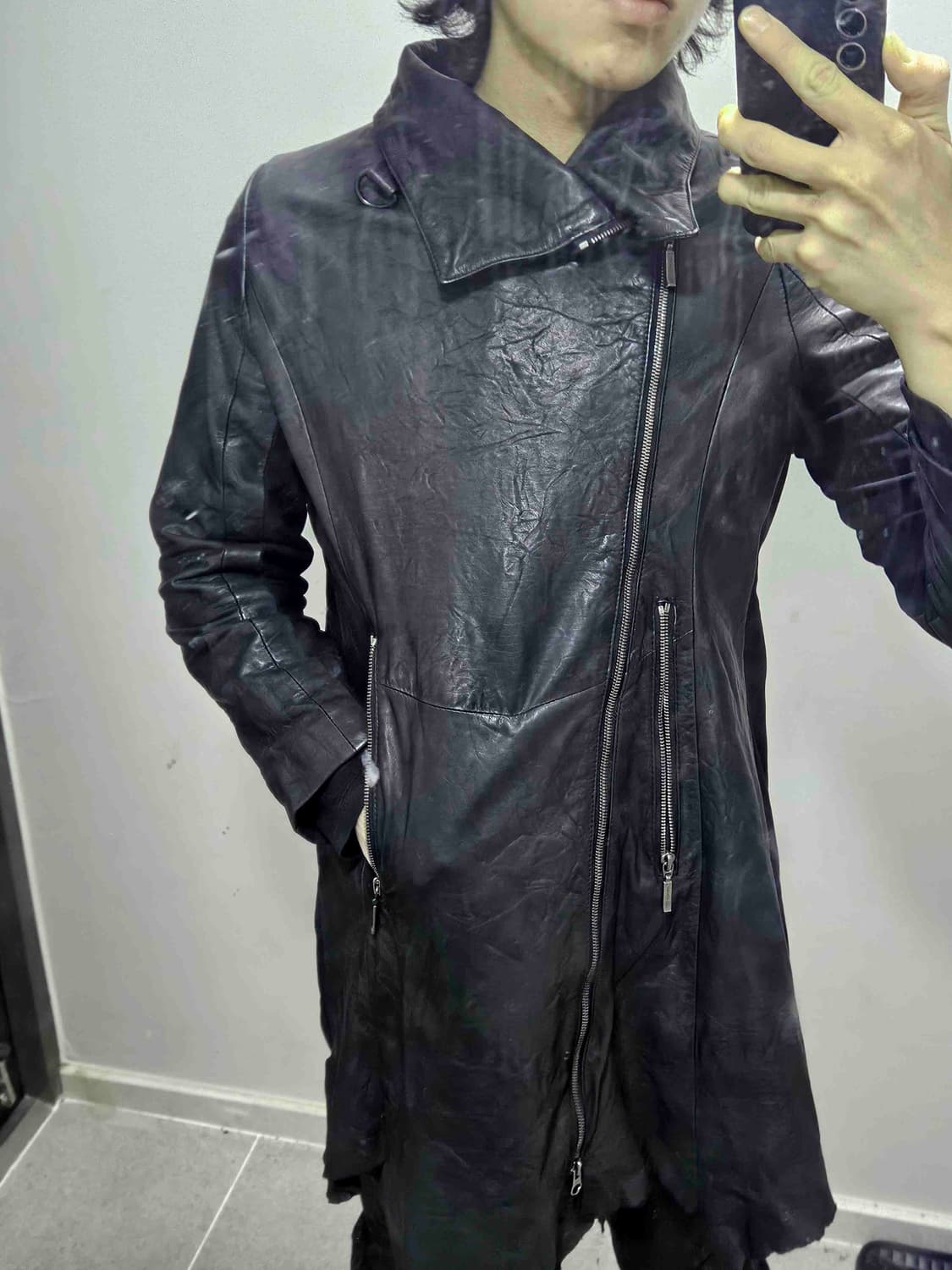 Yasuyuki lshii Distressed Leather Coat 상품이미지3