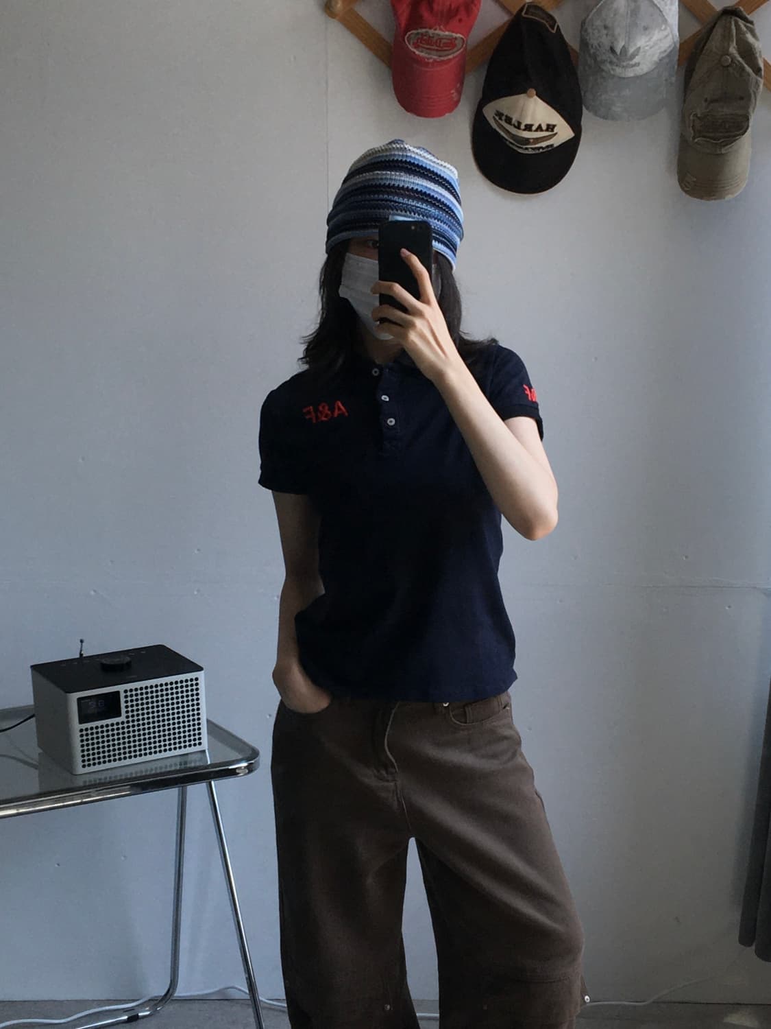 아베크롬비 백자수로고 카라 반팔티 상품이미지1
