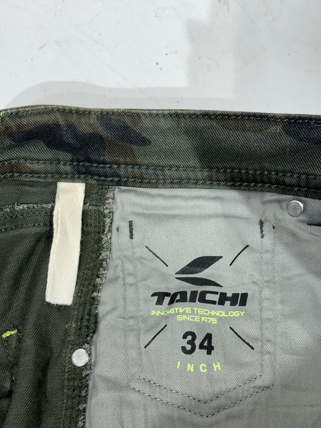 빈티지 TAICHI 카키 밀리터리 카모 새깅 힙합 스키니 카고 팬츠 34 상품이미지7