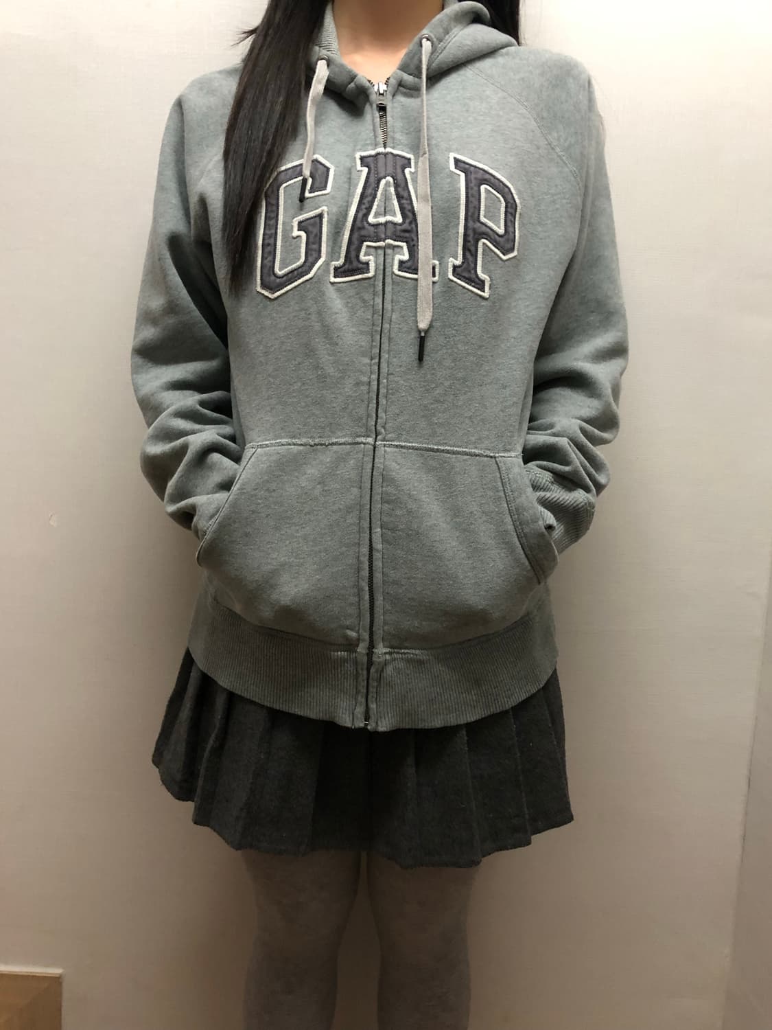 빈티지 갭 그레이 데님 패치 후드집업 상품이미지7