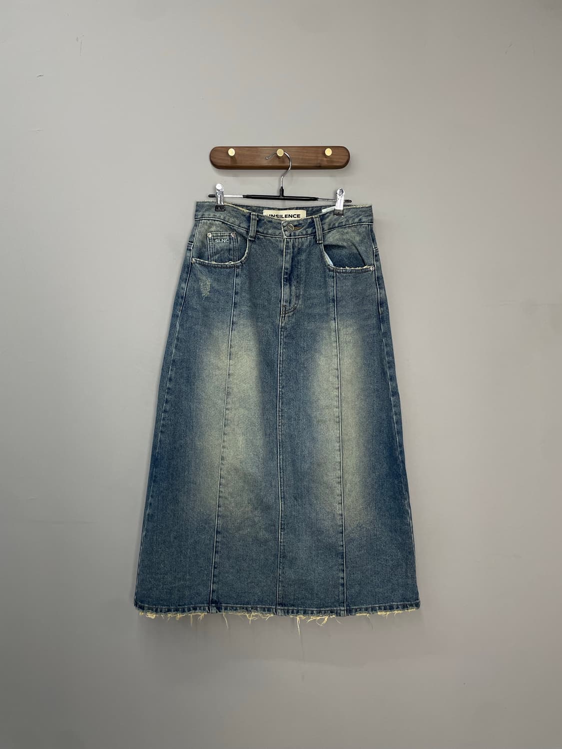 인사일런스 빈티지 데님 롱 스커트 H1110 상품이미지3