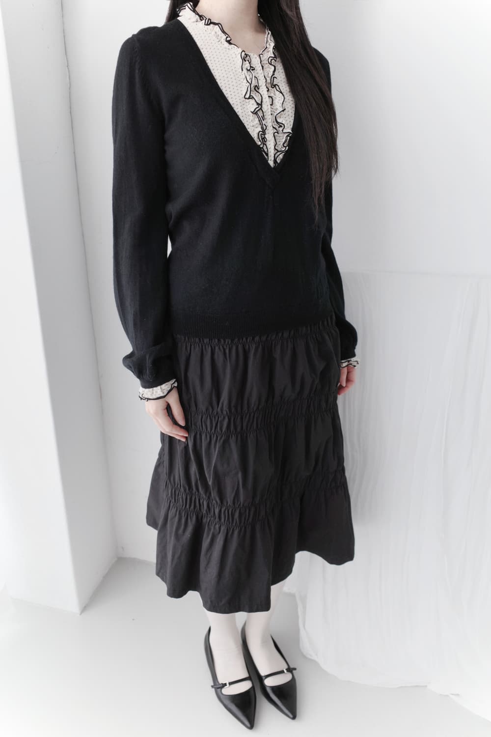 dot frill layered knit 상품이미지8