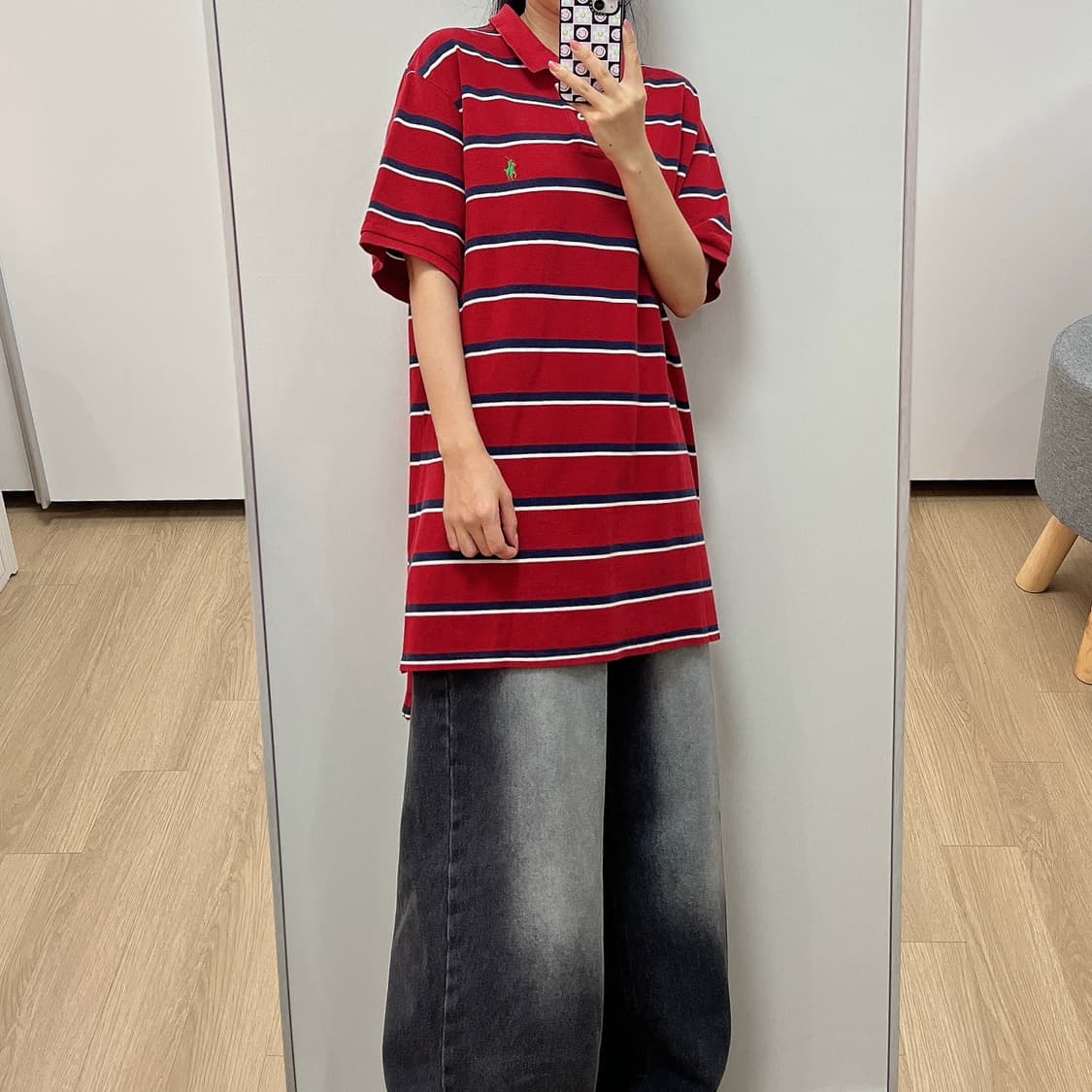 폴로 랄프로렌 자수포니 스트라이프 카라 반팔티 상품이미지1