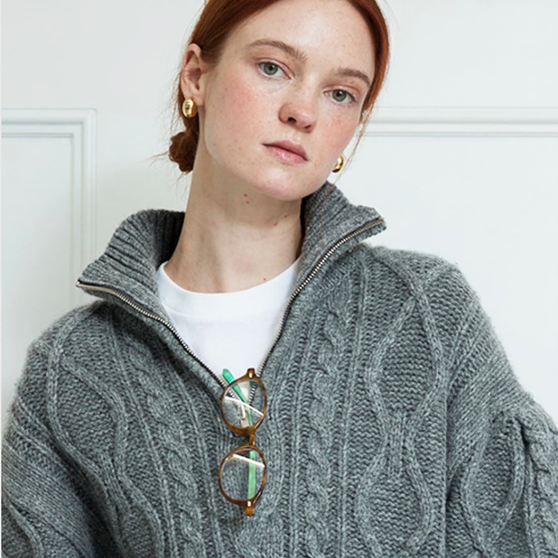 듀이듀이(DEW E DEW E) 케이블 집업 울니트 프리사이즈 새상품 상품이미지2