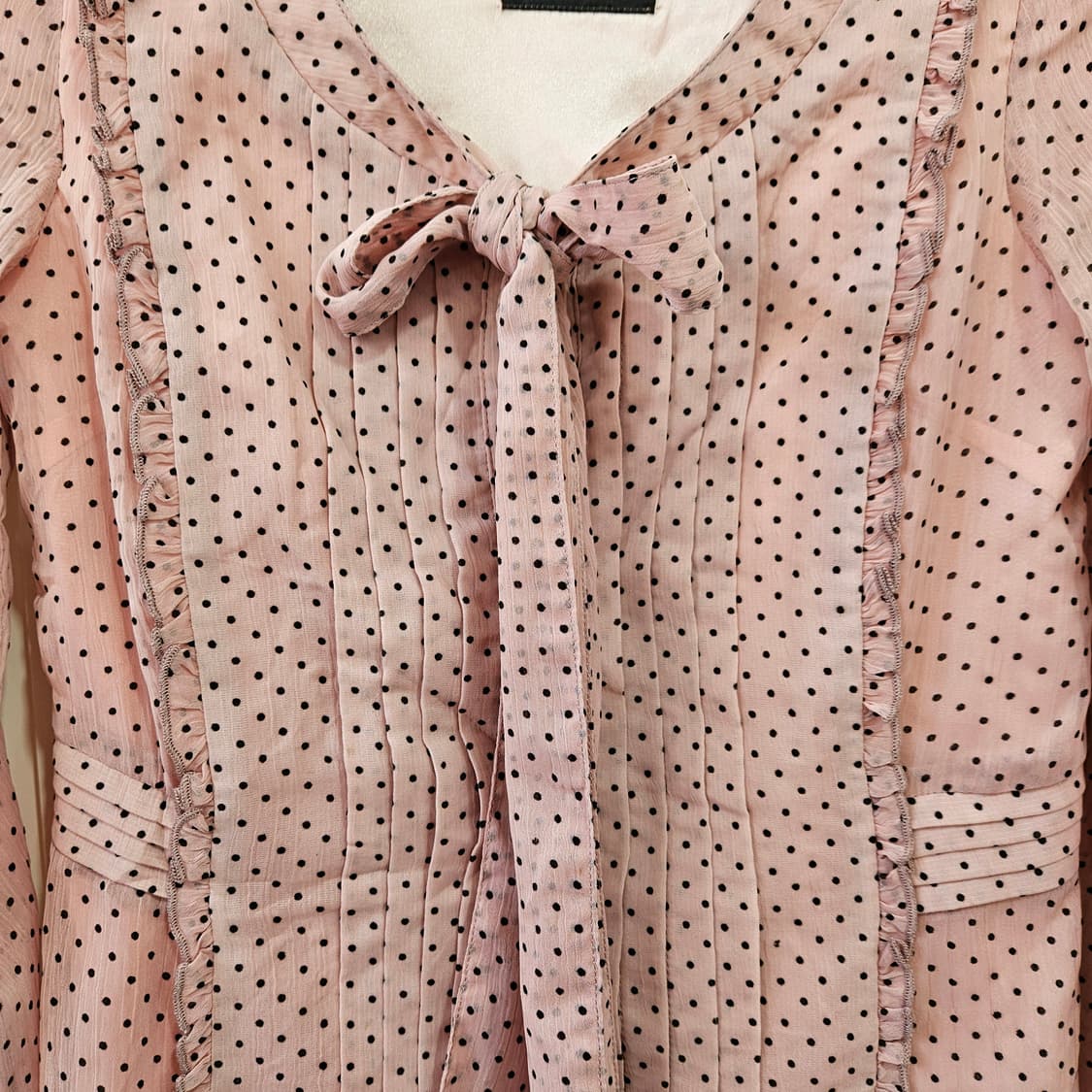 핑크 도트 리본 블라우스 상품이미지4