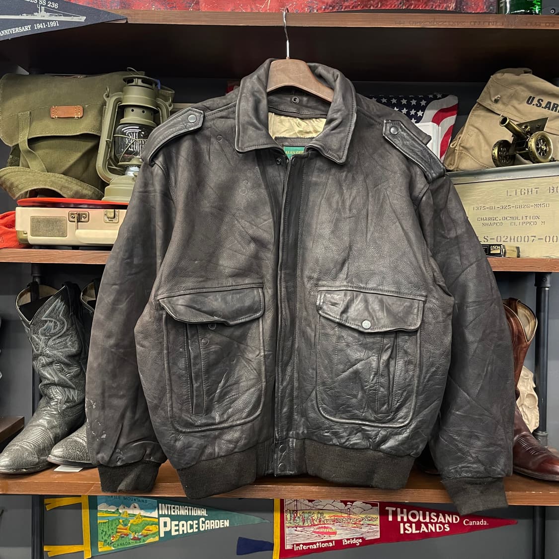 90s Alan Gerad A-2 플라이트 리얼 레더 자켓 상품이미지1