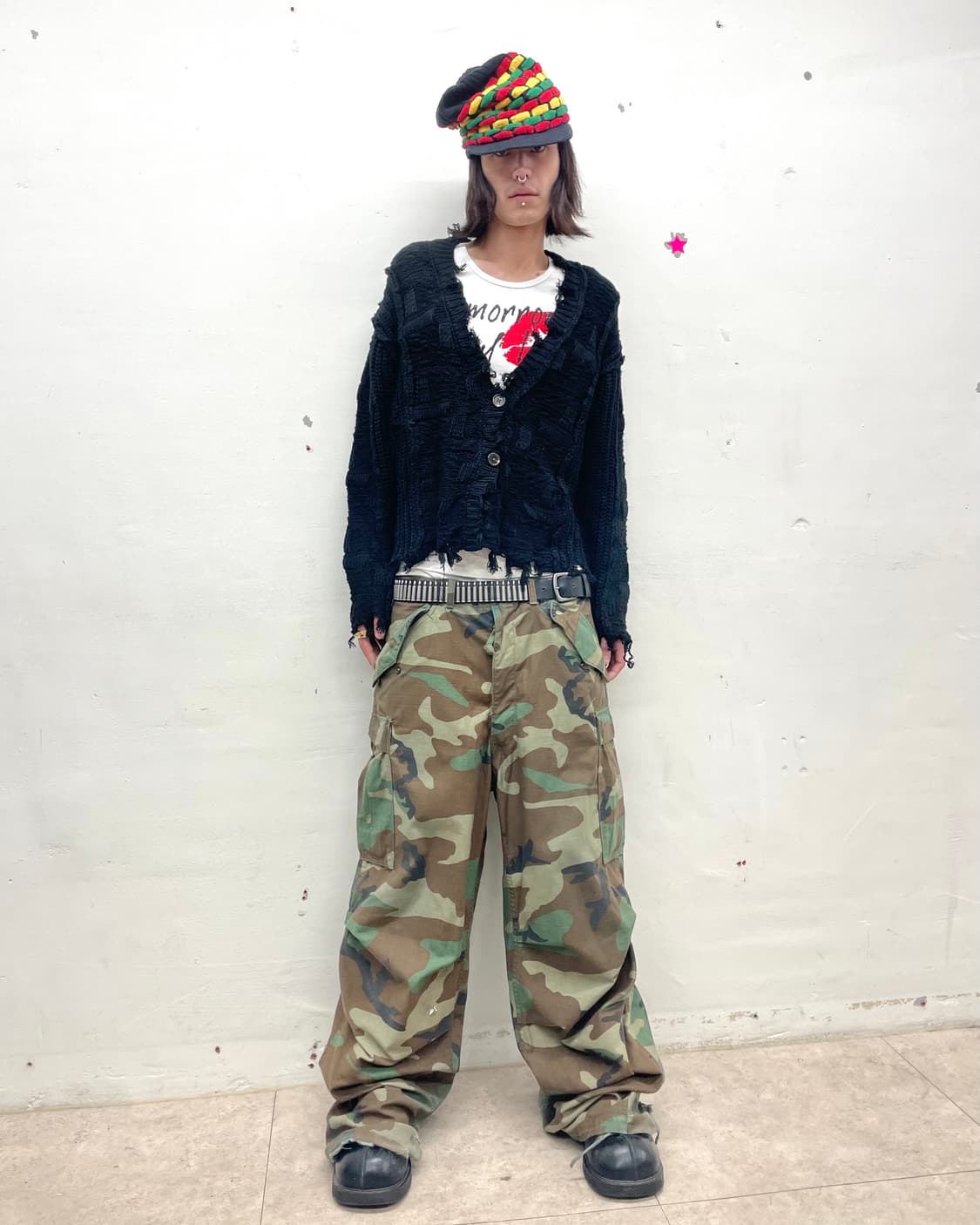 Damage Patchwork Black Cardigan  상품이미지6