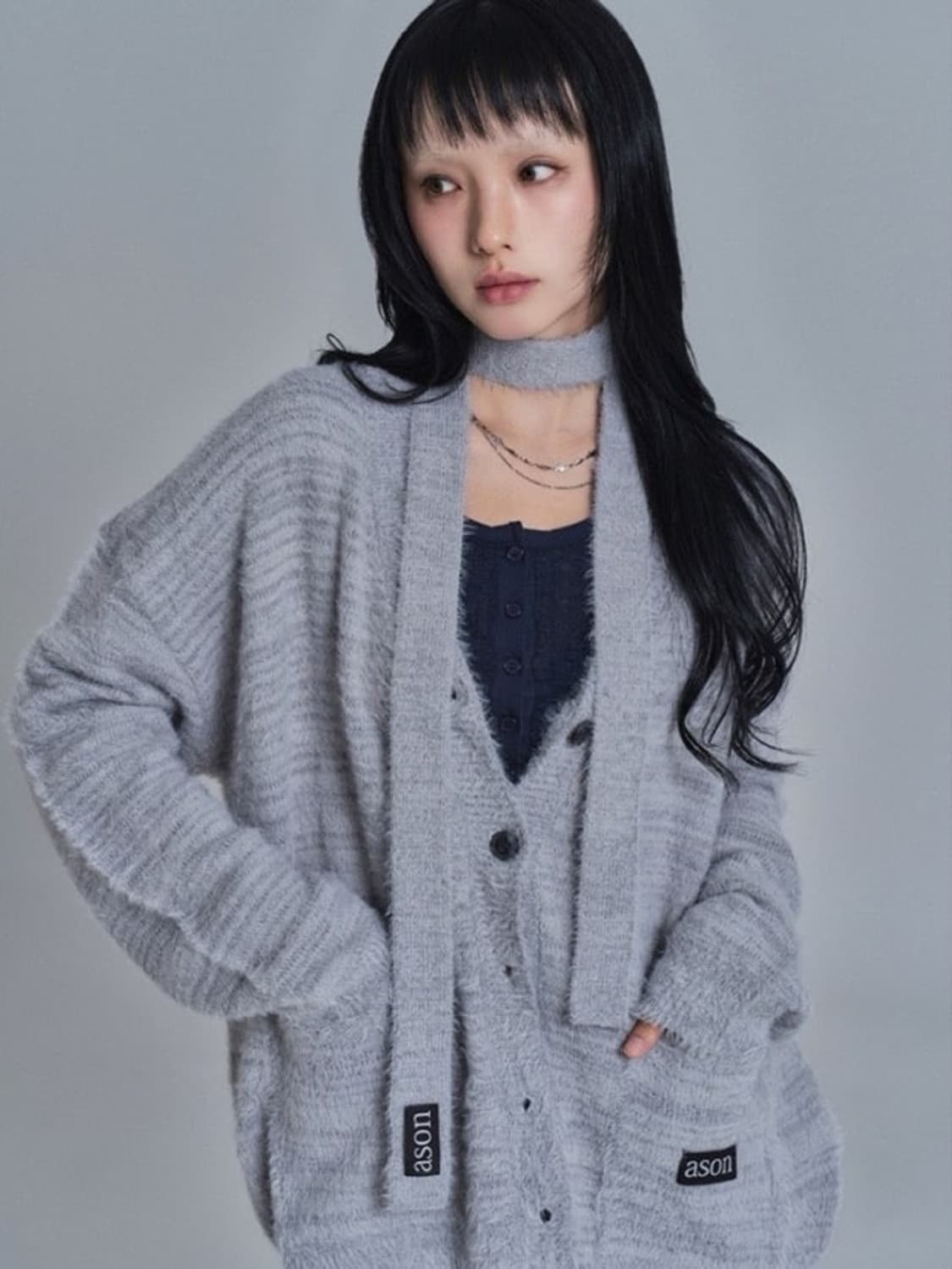 애즈온 루카 타이 가디건 상품이미지1