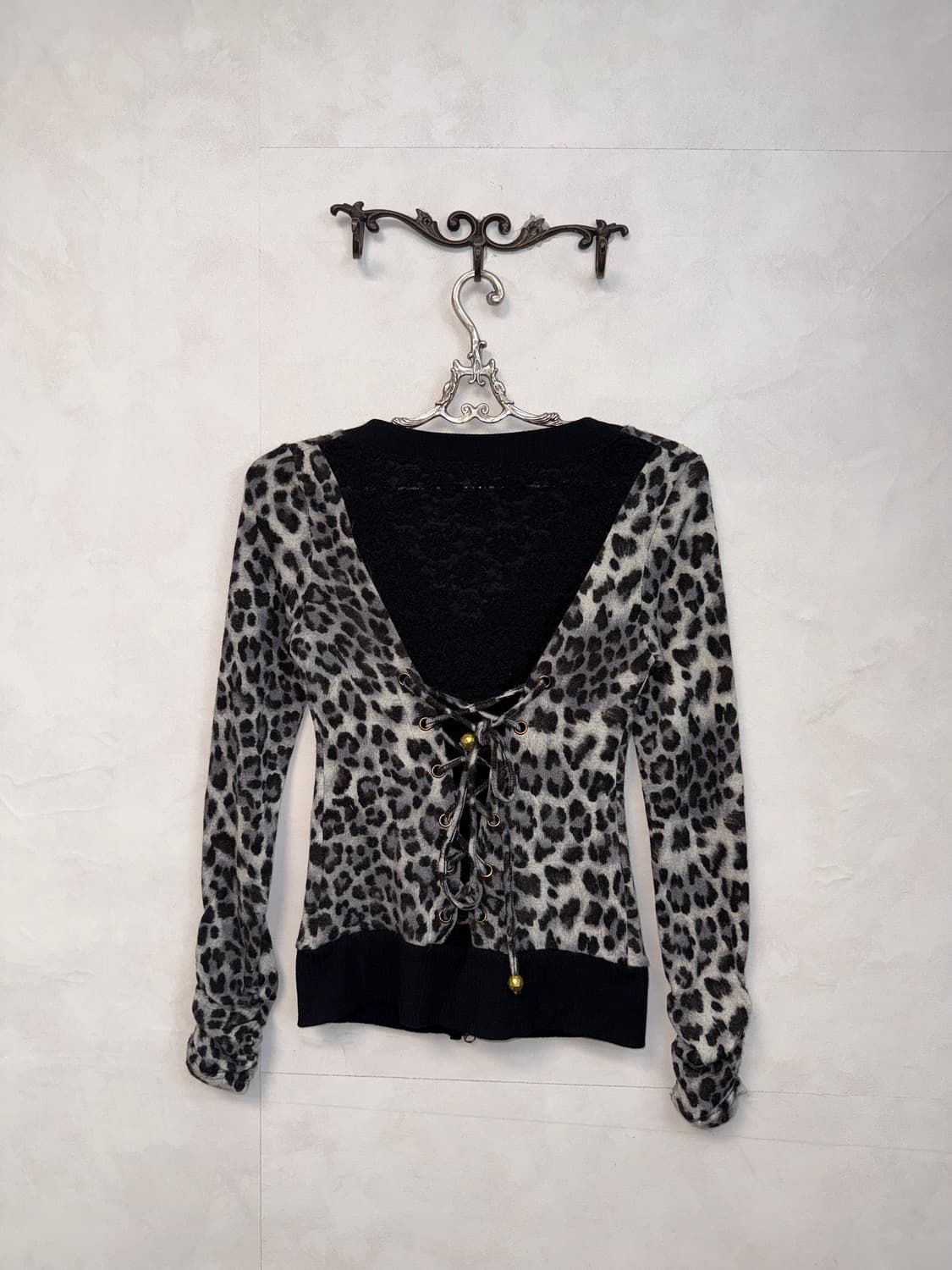 Black&gray leopard back laceup 투웨이 집업 상품이미지5