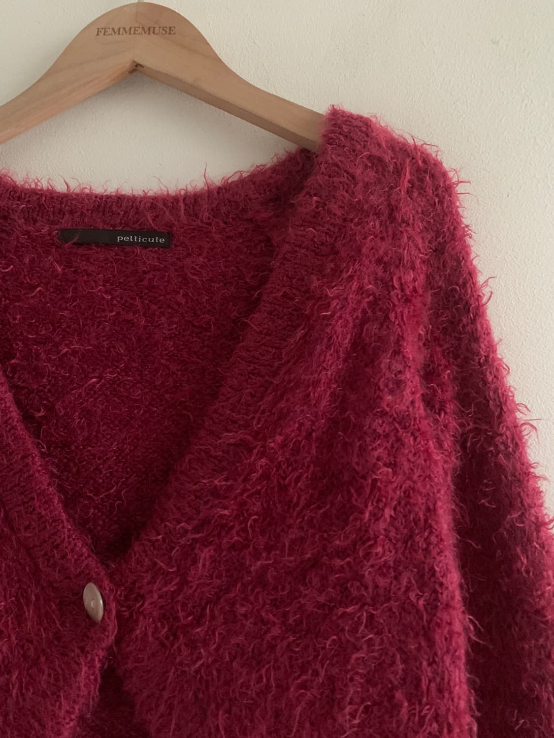 Fur One Button Crop Cardigan 상품이미지3