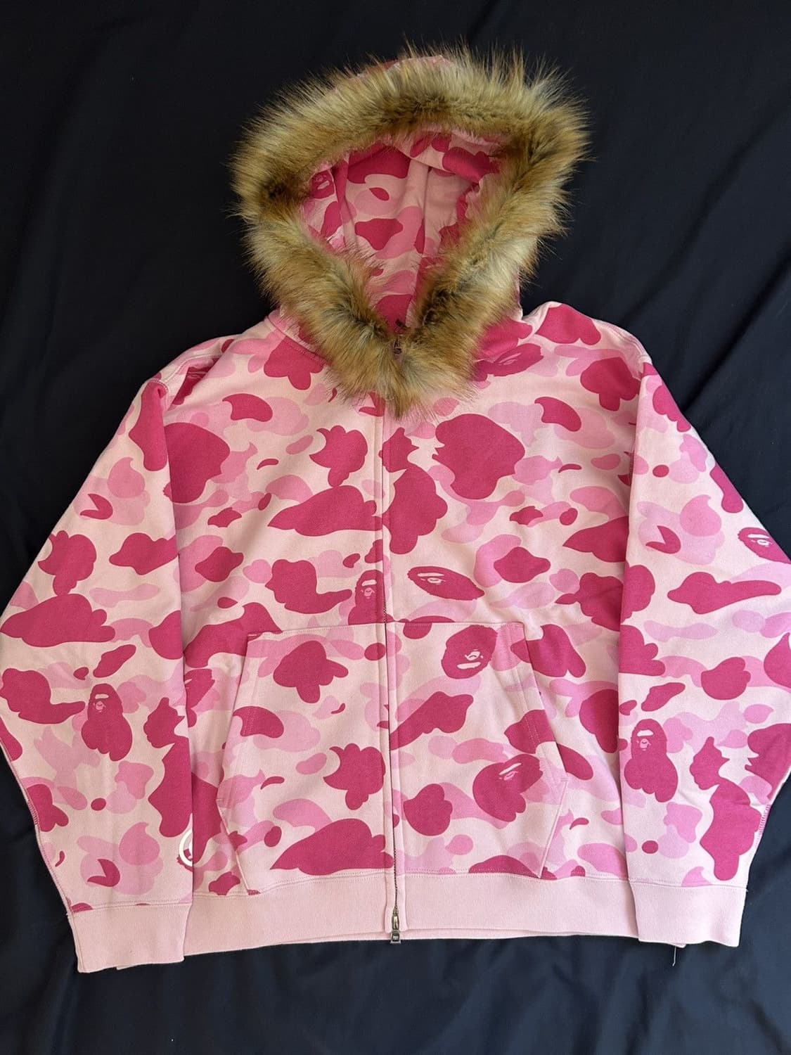 BAPE x 캑터스 잭 x 돈 톨리버 포우 퍼 샤크 집 후드 핑크 상품이미지6