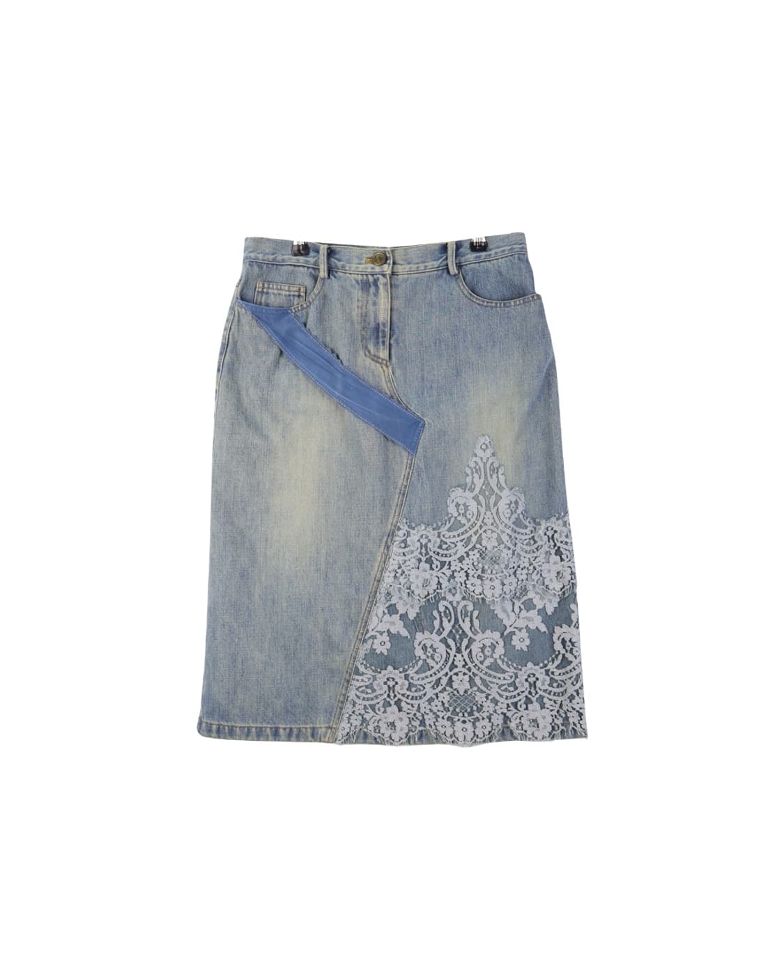 Vintage Denim lace details Midi Skirts 상품이미지5