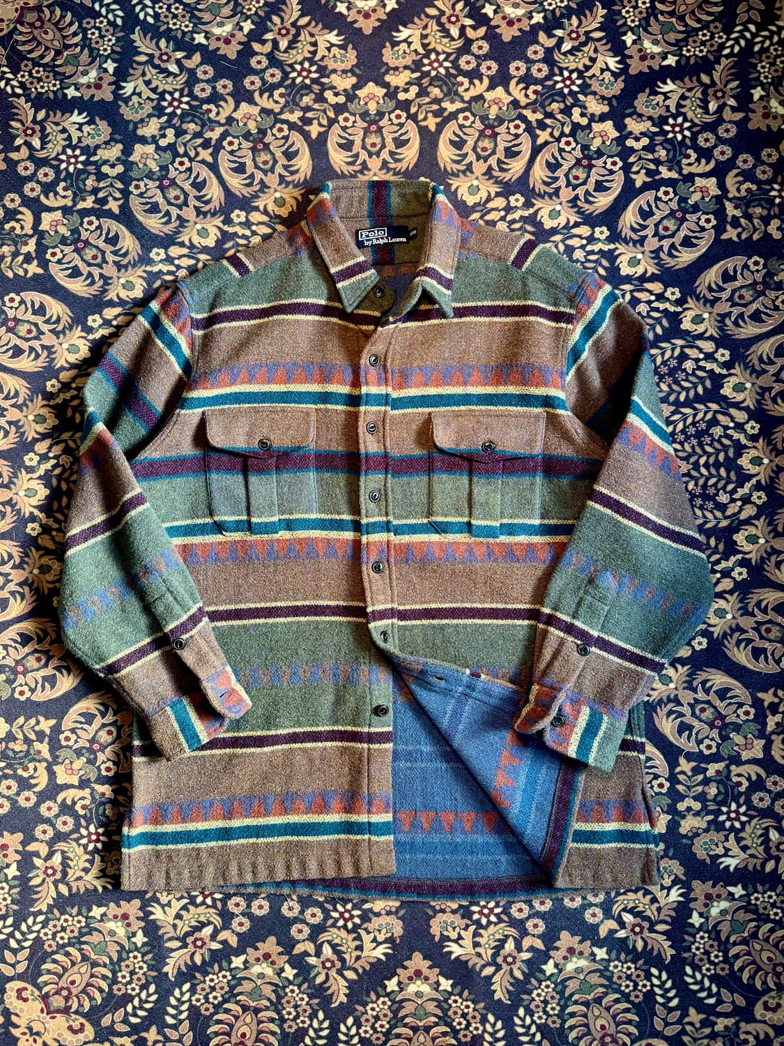 90s 빈티지 폴로 아즈텍 나바호 울 오버셔츠 상품이미지1