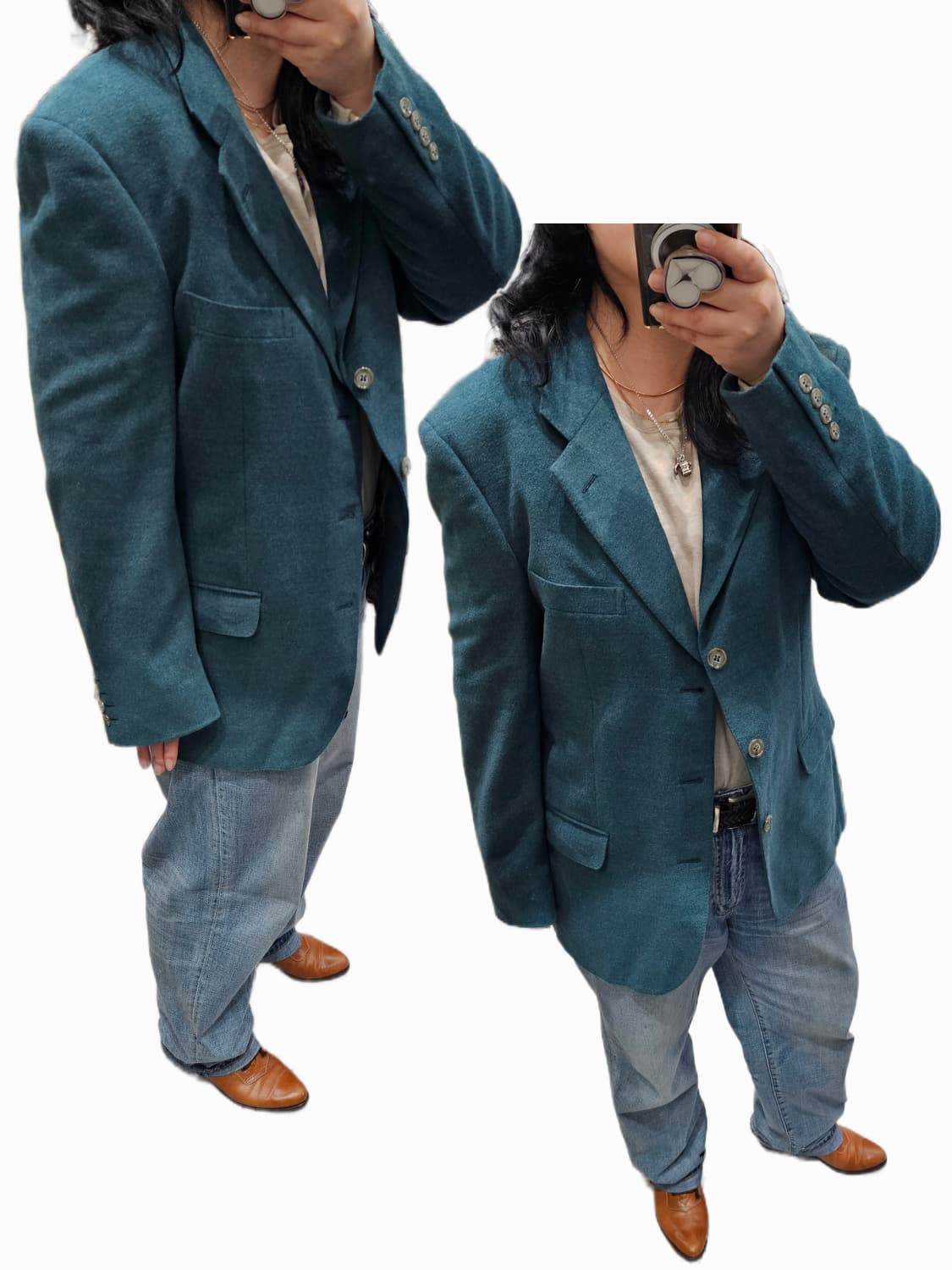 90's Daniel Cremieux 청록 캐시울 자켓 상품이미지2